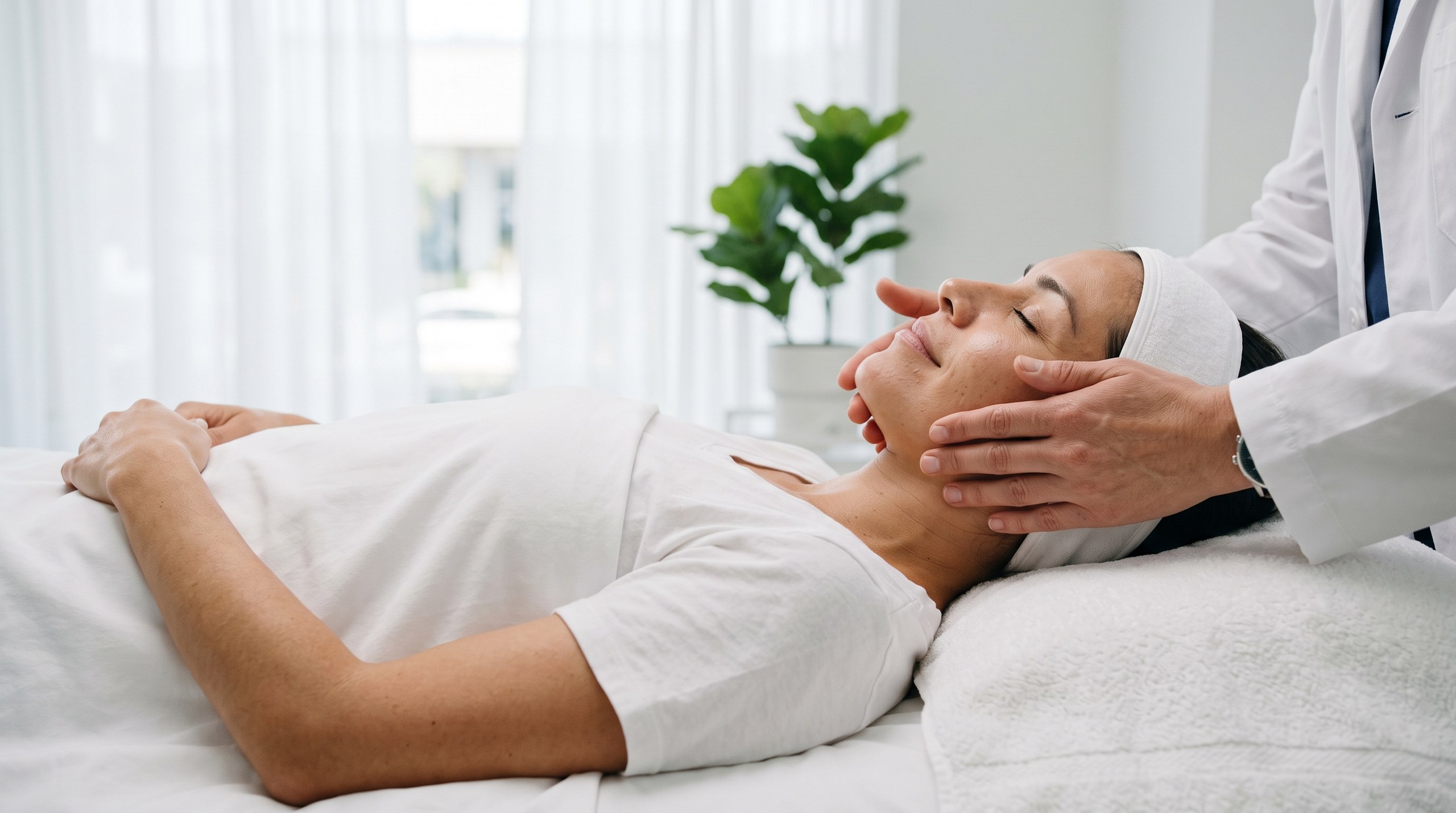 Evaluación facial en una clínica de medicina estética